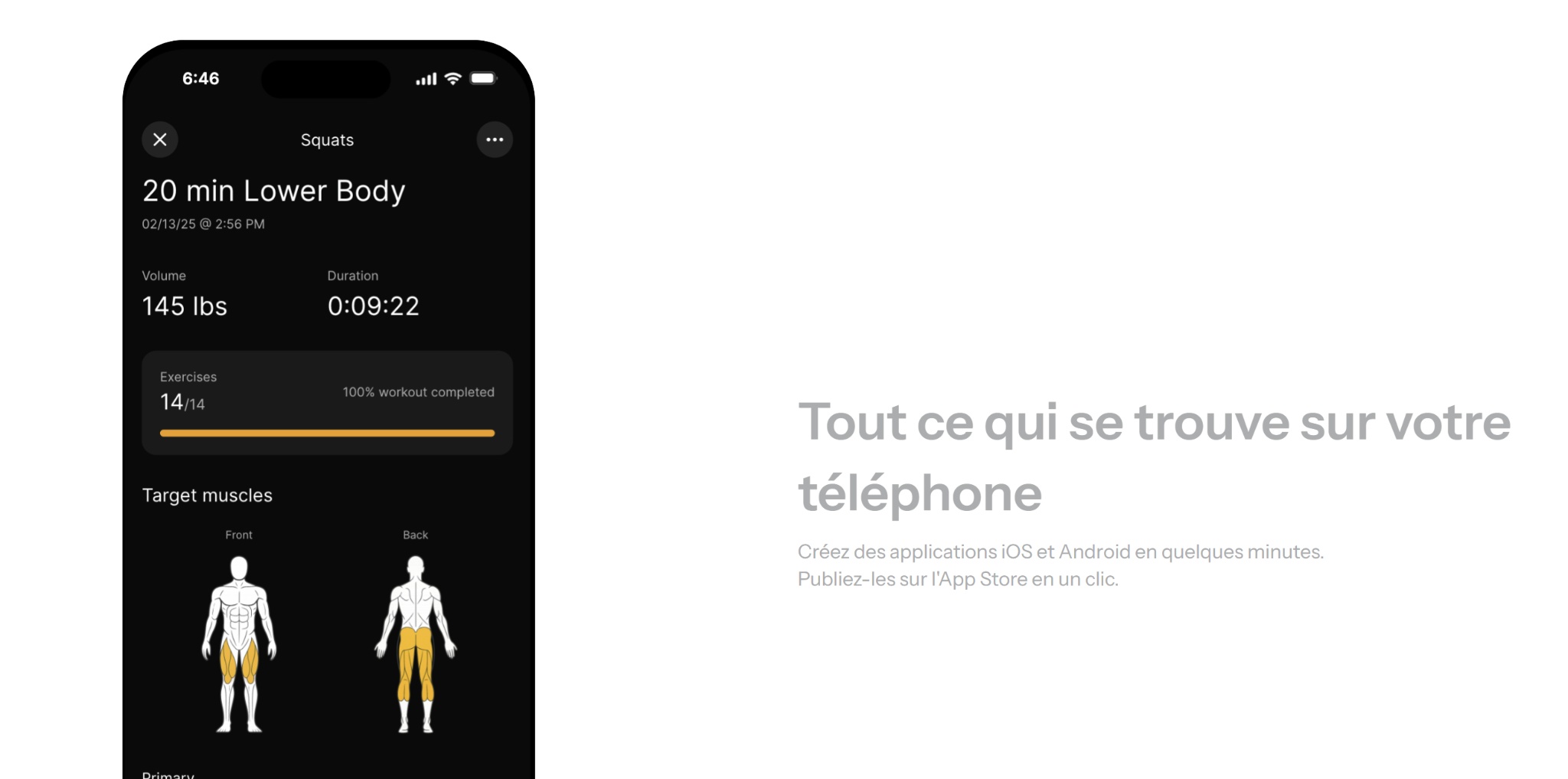 Exemple d’app de suivi sportif générée avec Anything