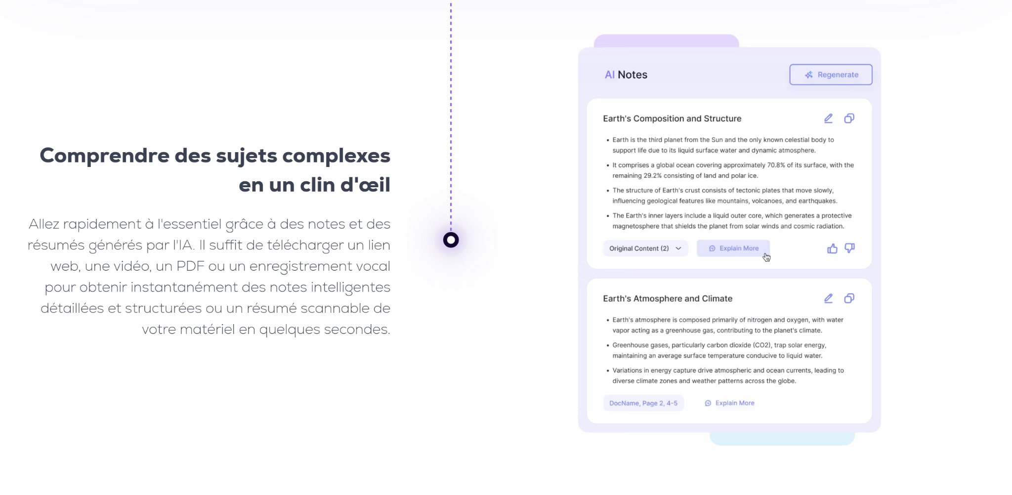 Interface Mindgrasp AI Notes et résumés