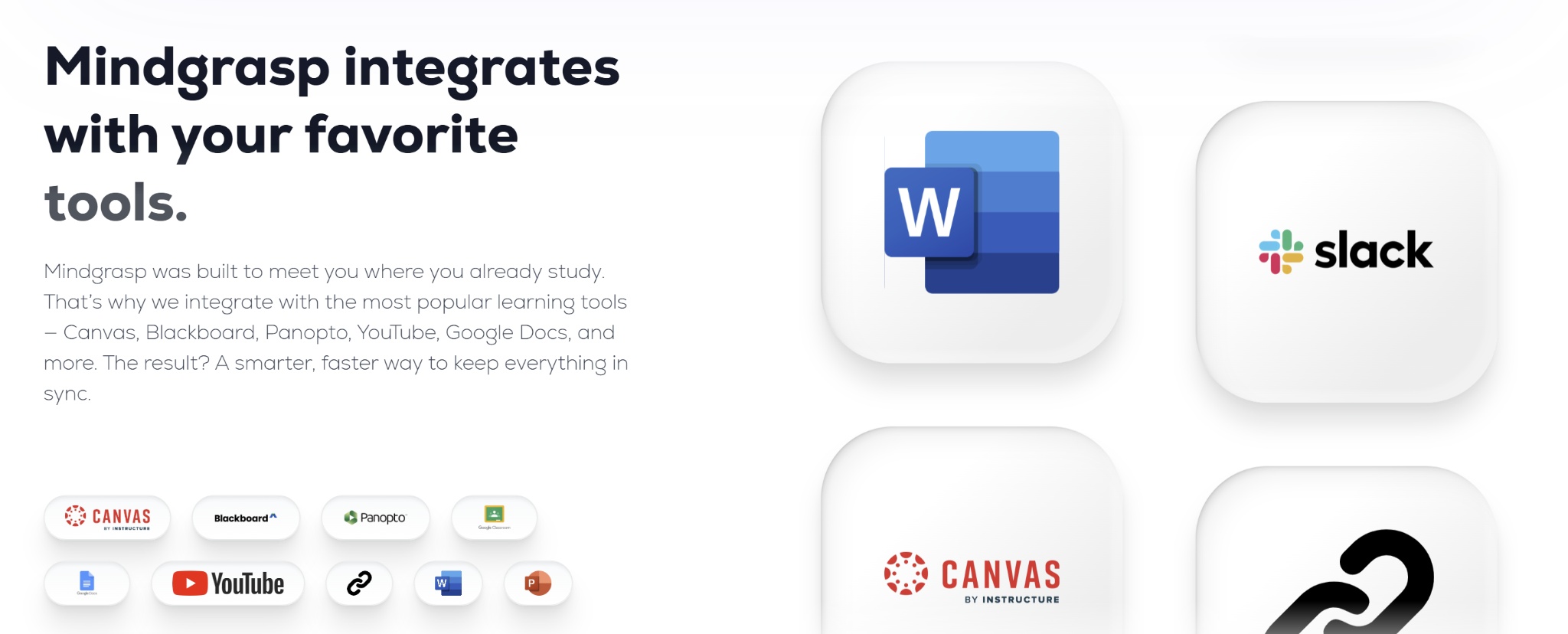Mindgrasp IA intégrée avec vos outils préférés
