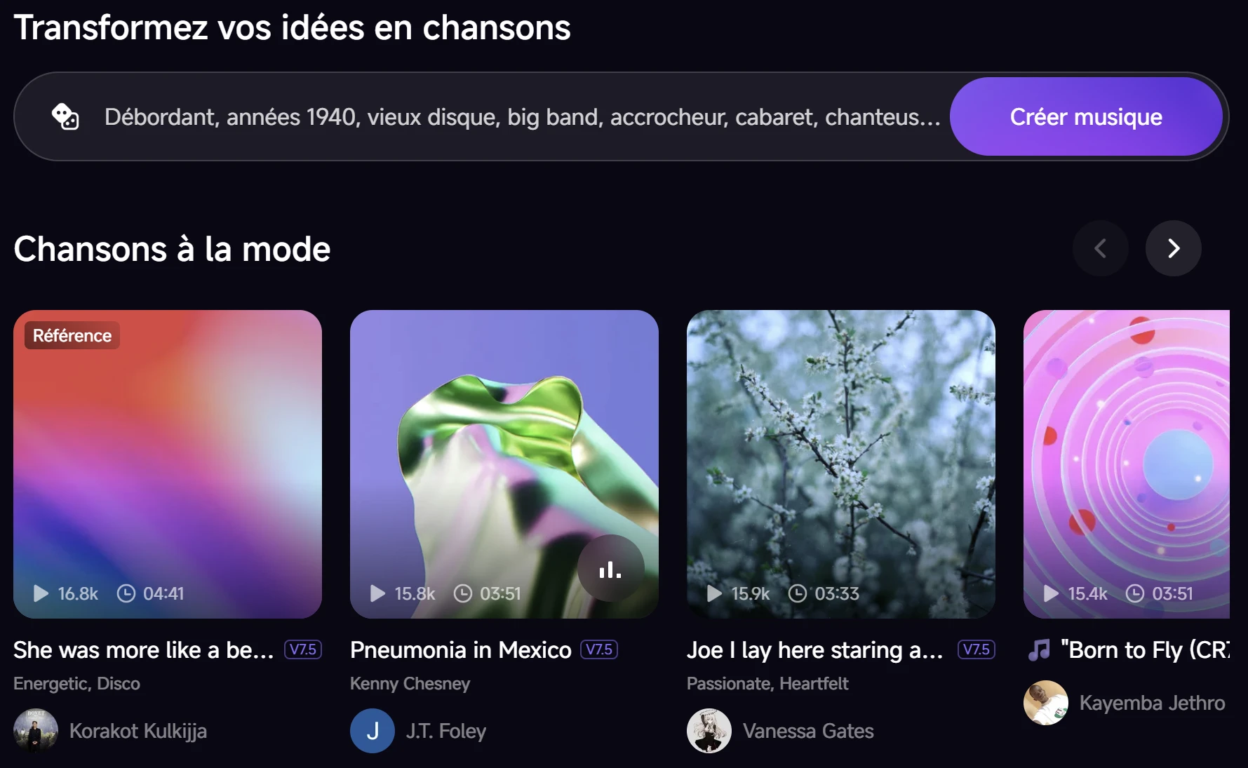 Page chanson Mureka : lecture et paroles à l’écran